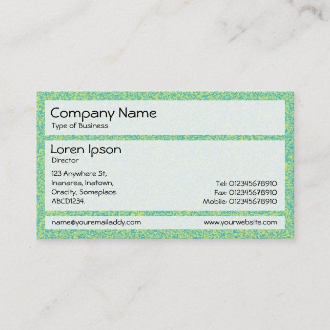 Panels 02 - Yellow Green and Blue Stipple Business Card (Front)