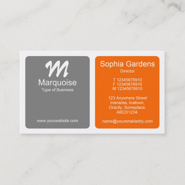 Panels - Gray and Orange Business Card (Front)