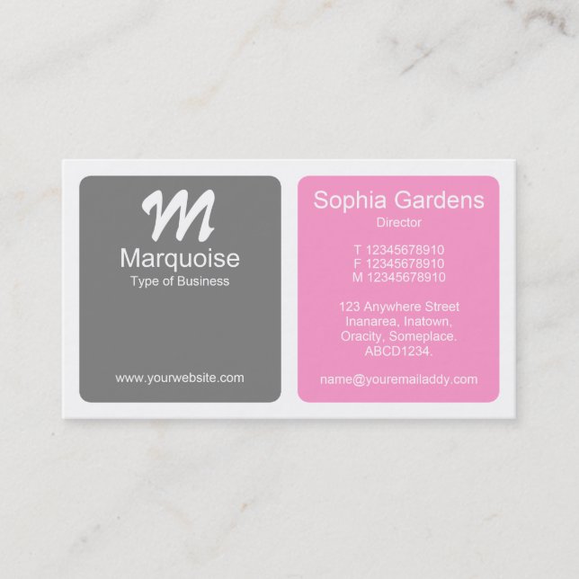 Panels - Gray, Pink and White Business Card (Front)
