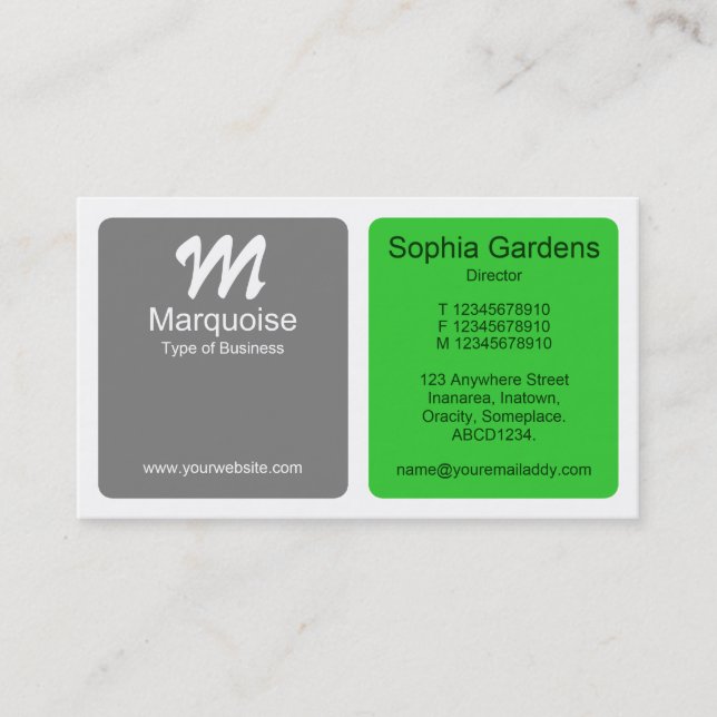Panels - Gray with Spring Green Business Card (Front)
