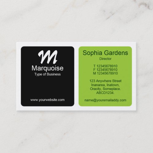 Panels - Green, Black and White Business Card Template