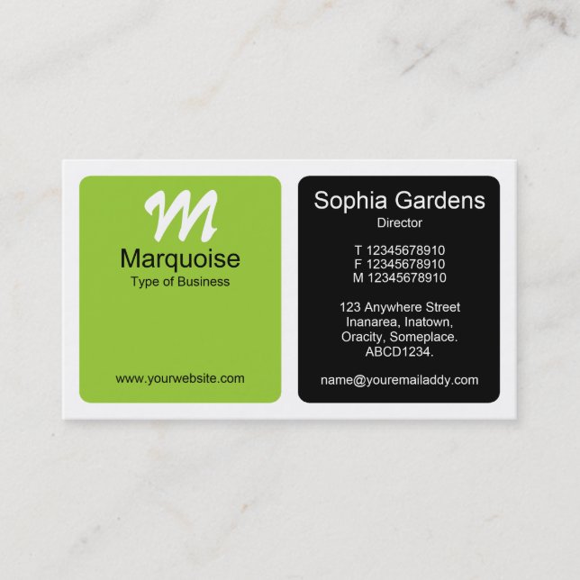 Panels - Green, Black and White Business Card (Front)