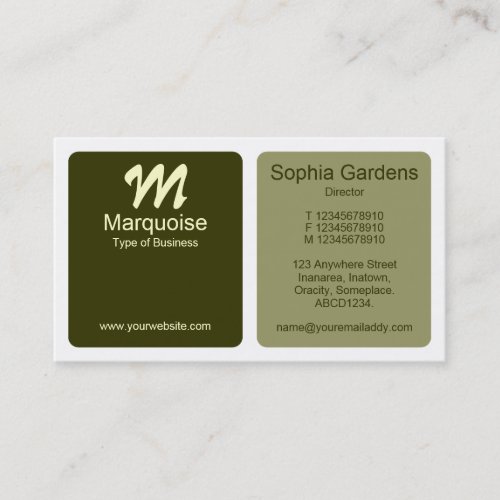 Panels _ Green Brown Khaki Cream and White Business Card