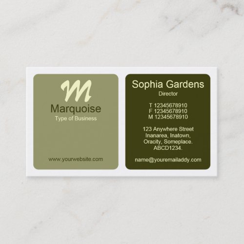 Panels _ Green Brown Khaki Cream and White Business Card