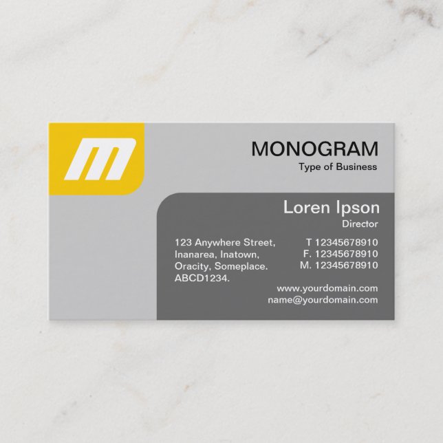 Panels MonoGram - Amber and Gray Business Card (Front)