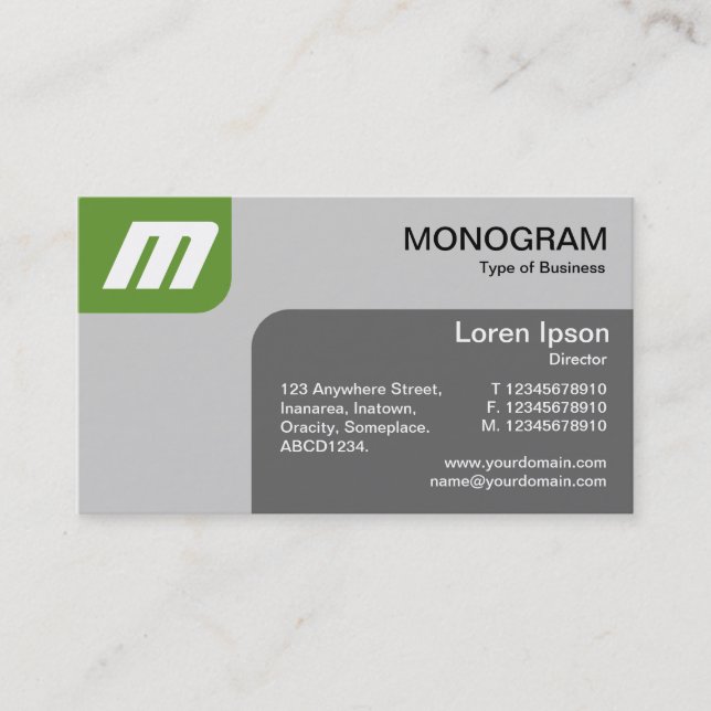 Panels MonoGram - Avocado and Gray Business Card (Front)