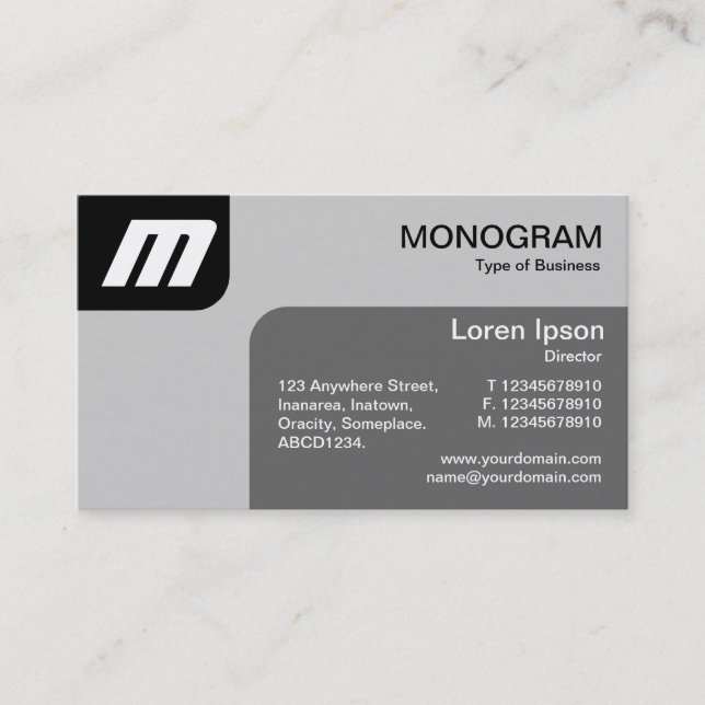 Panels MonoGram - Black and Gray Business Card (Front)