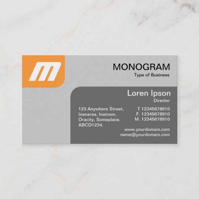 Panels MonoGram - Lt Orange and Gray Business Card (Front)