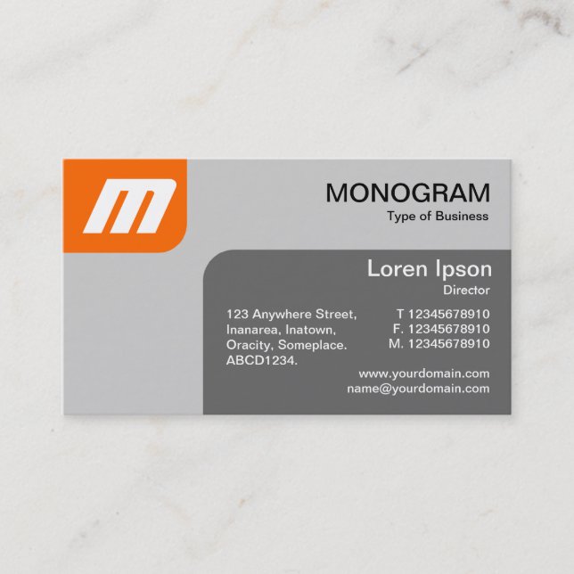 Panels MonoGram - Orange and Gray Business Card (Front)