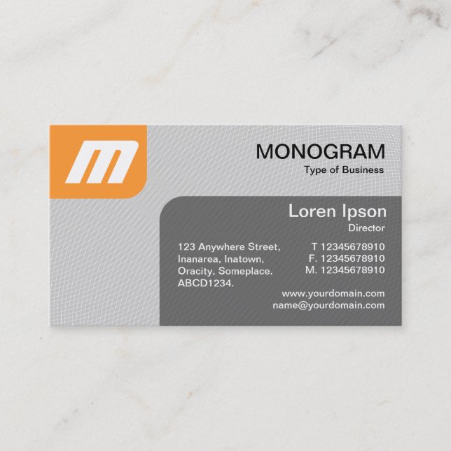 Panels MonoGram v2 - Lt Orange and Gray Business Card (Front)