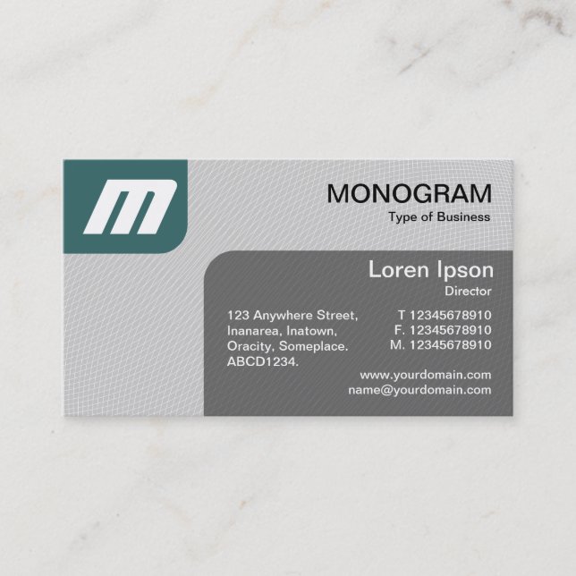 Panels MonoGram v2 - Moss Green and Gray Business Card (Front)