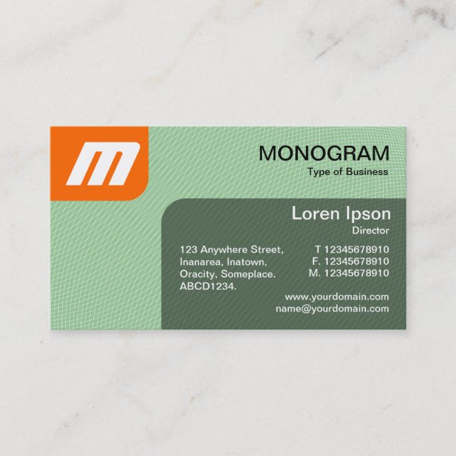 Panels MonoGram v2 - Orange and Green Business Card (Front)