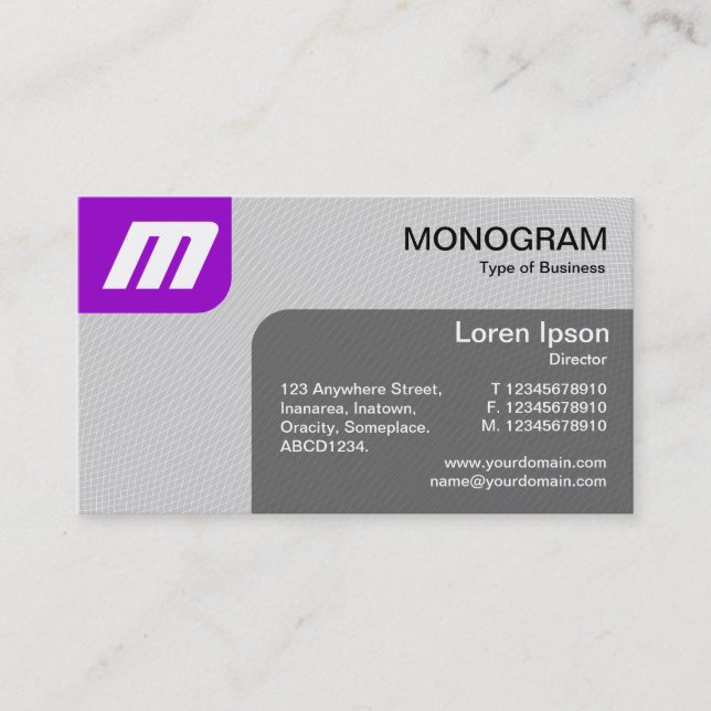 Panels MonoGram v2 - Purple and Gray Business Card (Front)
