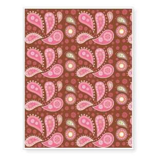 Panels of Pink Paisley Temporary Tattoos