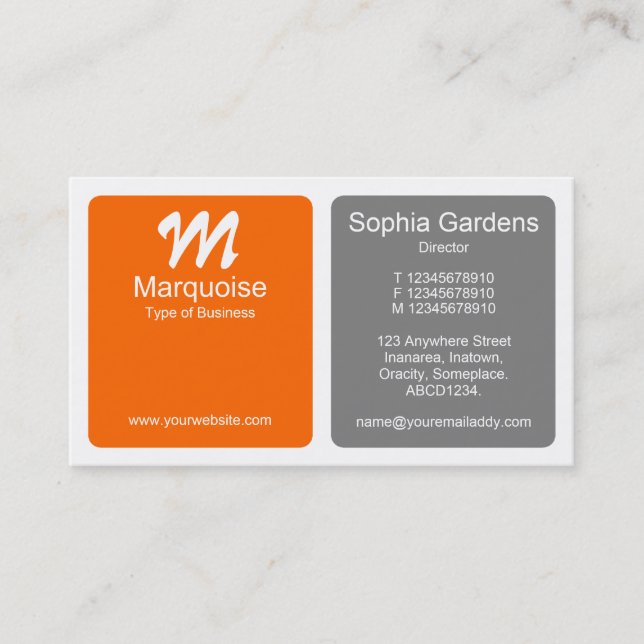 Panels - Orange and Gray Business Card (Front)