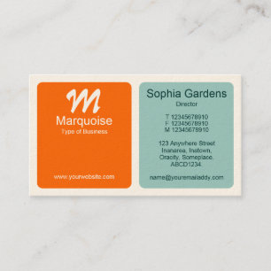 Panels - Orange and Light Blue Green (Cream card) Business Card