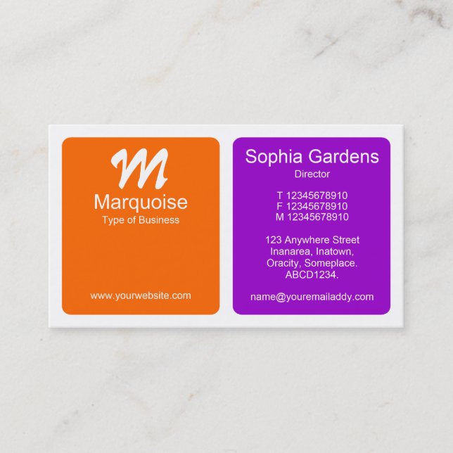 Panels - Orange and Purple Business Card (Front)
