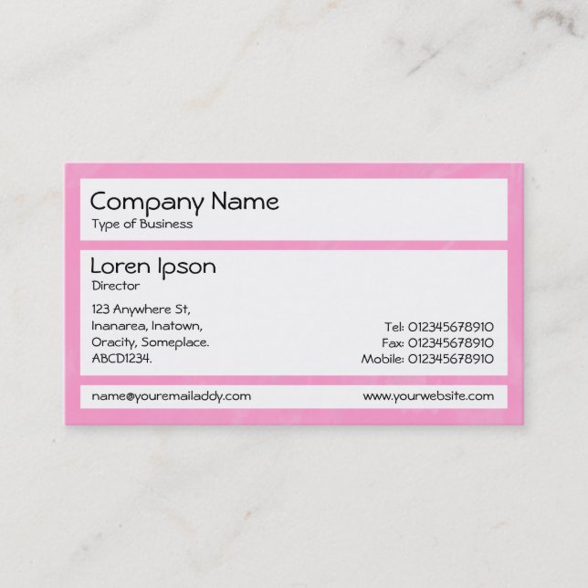 Panels - Pink Brushed Business Card (Front)