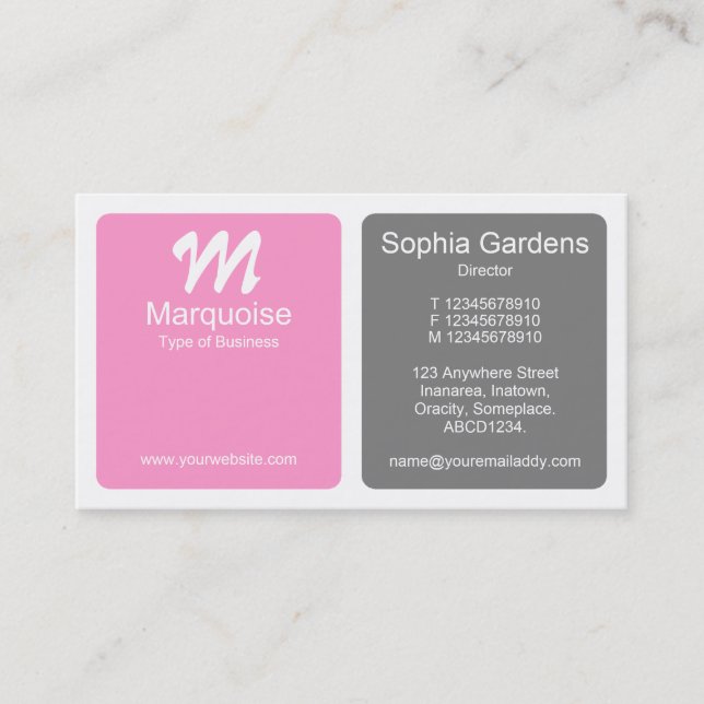 Panels - Pink, Gray and White Business Card (Front)