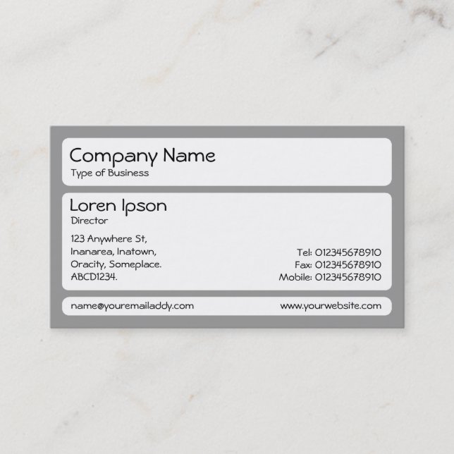 Panels (Rounded) - Gray Business Card (Front)