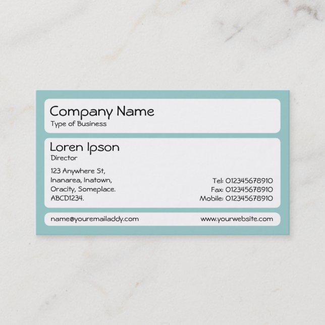 Panels (Rounded) - Lt Blue Green Business Card (Front)