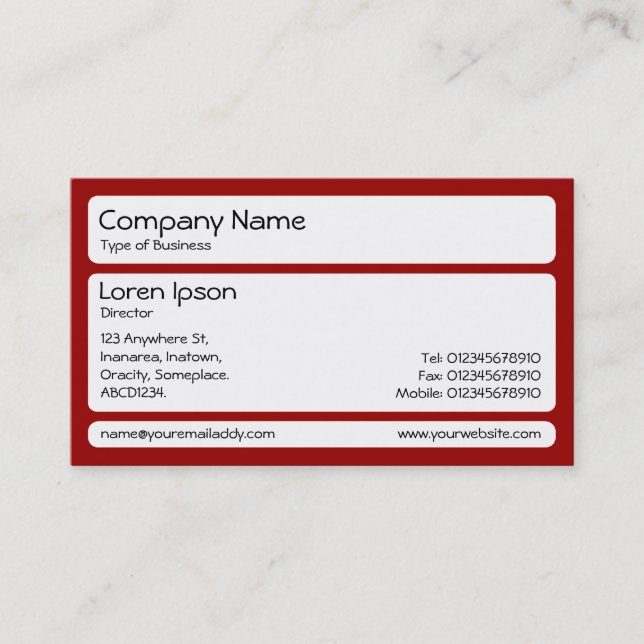 Panels (Rounded) - Ruby Red Business Card (Front)