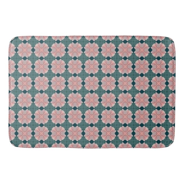 Panels with pink flowers bath mat (Front)