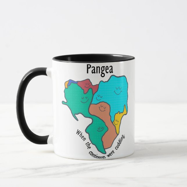 Pangea Continents Cuddling Multicolor Mug (Left)