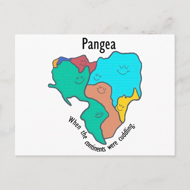 Pangea Continents Cuddling Multicolor Postcard (Front)
