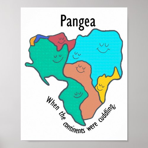 Pangea Continents Cuddling Multicolor Poster