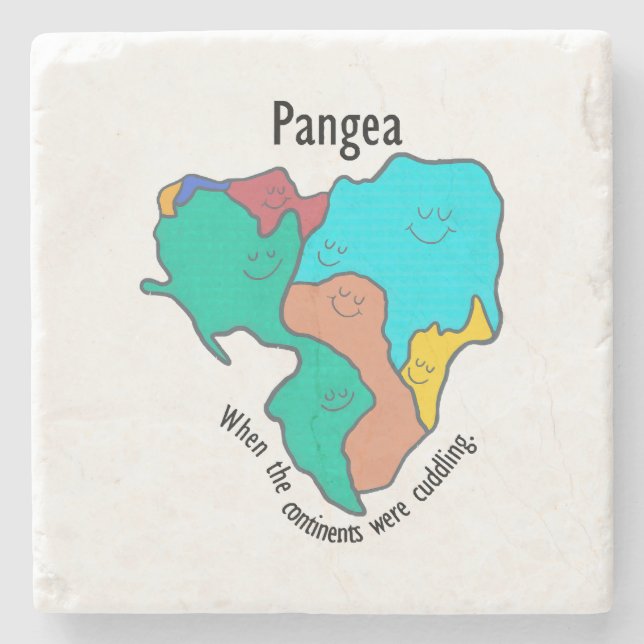 Pangea Continents Cuddling Multicolor Stone Coaster (Front)
