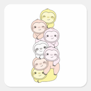 Pangender Flag Pride Lgbtq Cute Sloth Pile Square Sticker