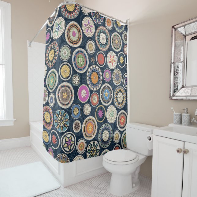 pango mandala echo shower curtain (In Situ)