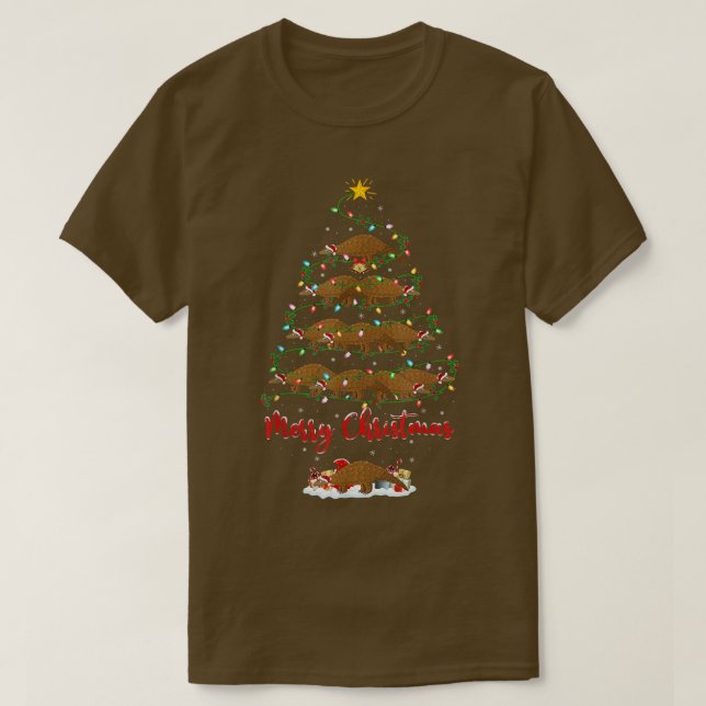 Pangolin Animal Lover Matching Santa Pangolin Chri T-Shirt (Design Front)