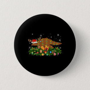 Pangolin Animal Lover Reindeer Santa Hat Pangolin Button