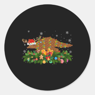 Pangolin Animal Lover Reindeer Santa Hat Pangolin  Classic Round Sticker