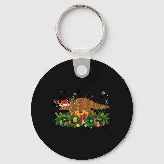 Pangolin Animal Lover Reindeer Santa Hat Pangolin  Keychain