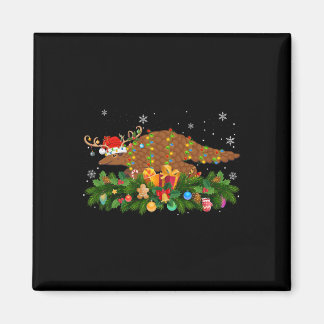 Pangolin Animal Lover Reindeer Santa Hat Pangolin  Magnet