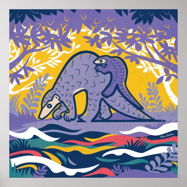 Pangolin Art Poster (Purple) (Front)