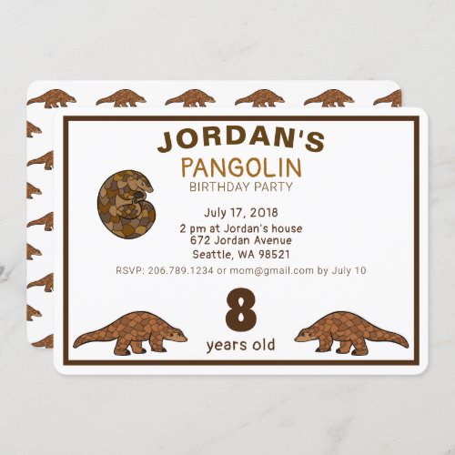 Pangolin Birthday Invitation