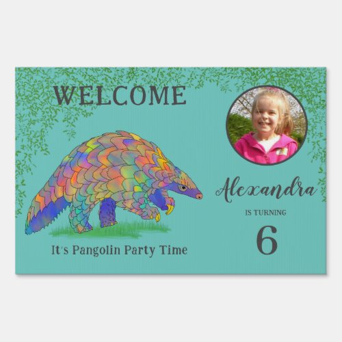 Pangolin Birthday Party Colorful Welcome Sign