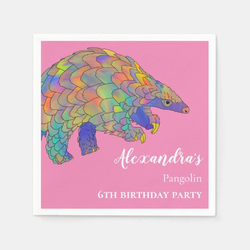 Pangolin Birthday Party Pink Napkins