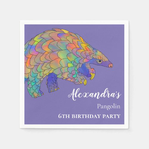 Pangolin Birthday Party Purple Napkins