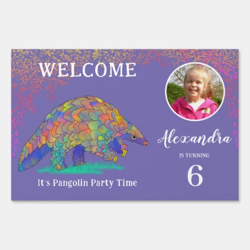 Pangolin Birthday Party Welcome Sign