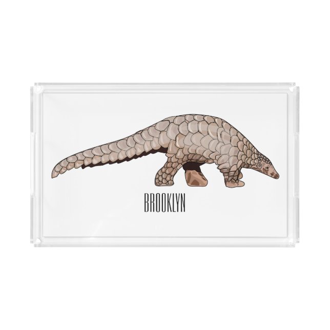 Pangolin cartoon illustration acrylic tray (Front)