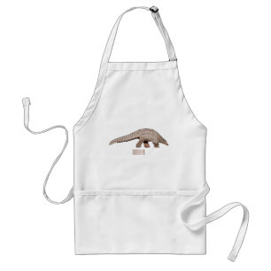 Pangolin cartoon illustration adult apron