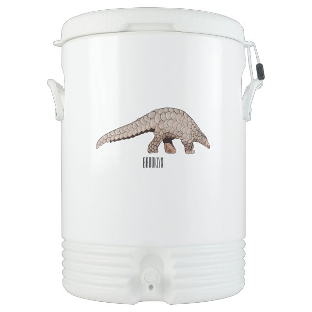 Pangolin cartoon illustration beverage cooler (Front)