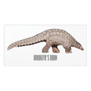 Pangolin cartoon illustration door sign