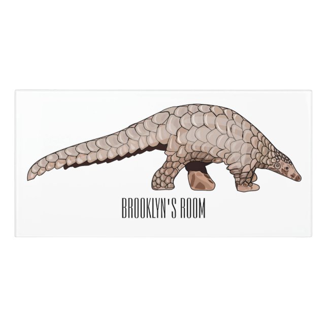 Pangolin cartoon illustration door sign (Classic Front)