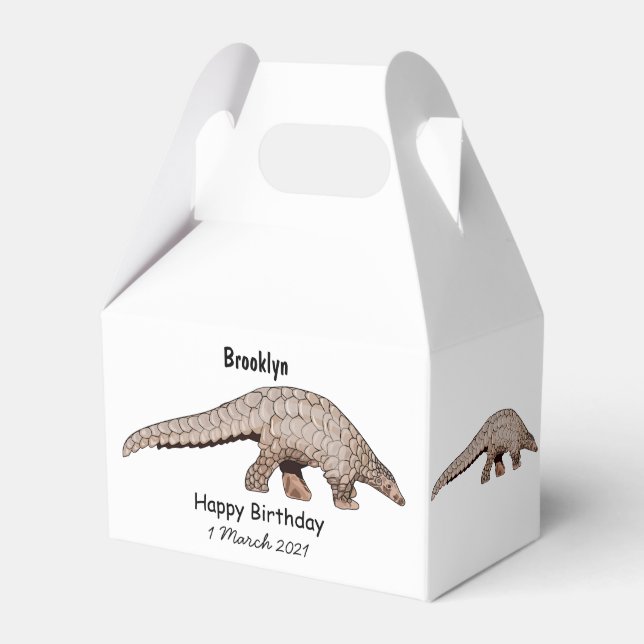 Pangolin cartoon illustration favor boxes (Front Side)